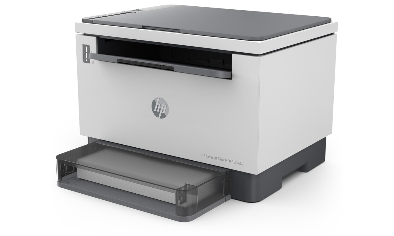 HP LaserJet Tank MFP 2604dw widok z boku pod kątem