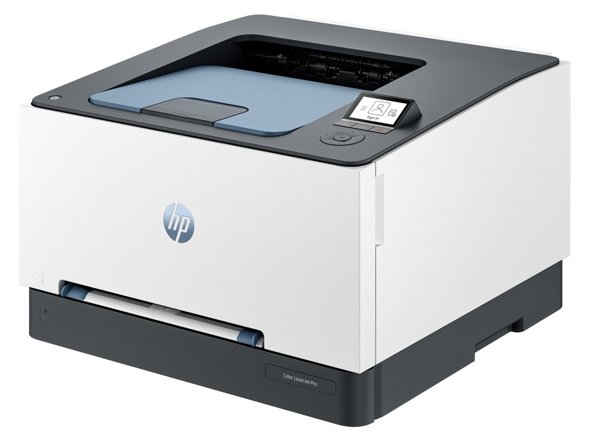 HP Color LaserJet Pro 3202dn Ansicht von der Seite im Winkel