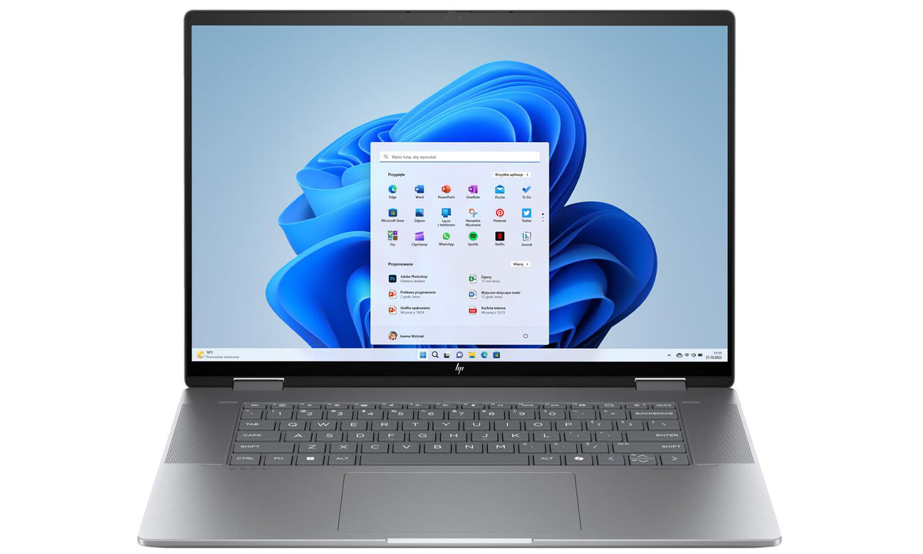 HP Envy 16 x360 klawiatura i ekran