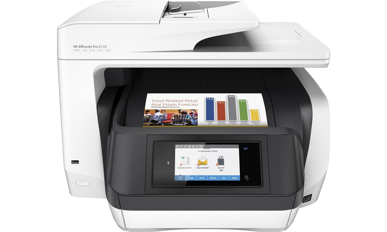 HP OfficeJet Pro 8720 widok z przodu