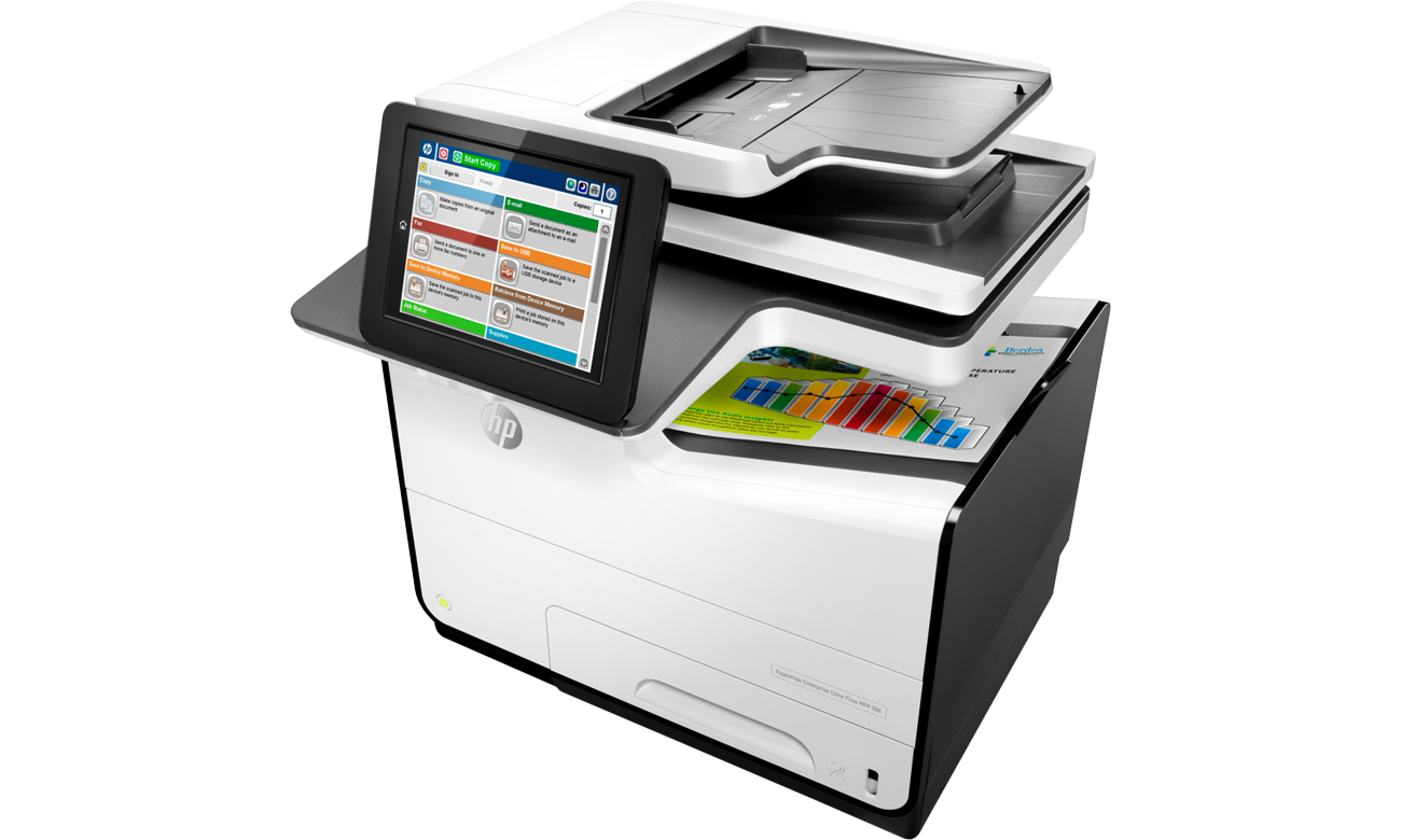 HP PageWide Managed E558650z Widok z boku