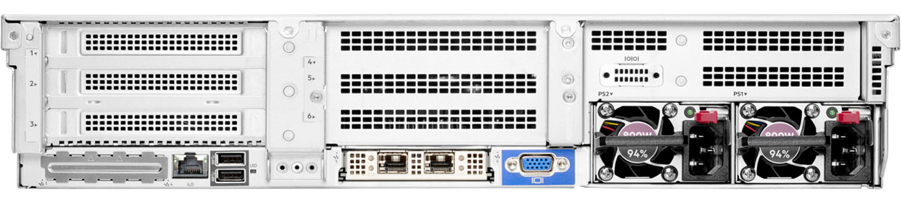 HPE ProLiant DL385 G10+ v2 tylny panel, porty