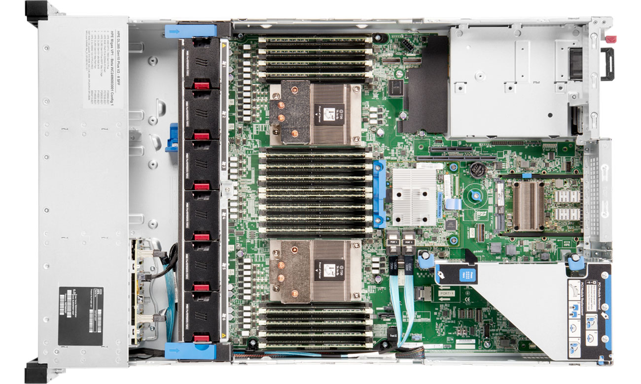 wnętrze obudowy HPE ProLiant DL385 G10+ v2