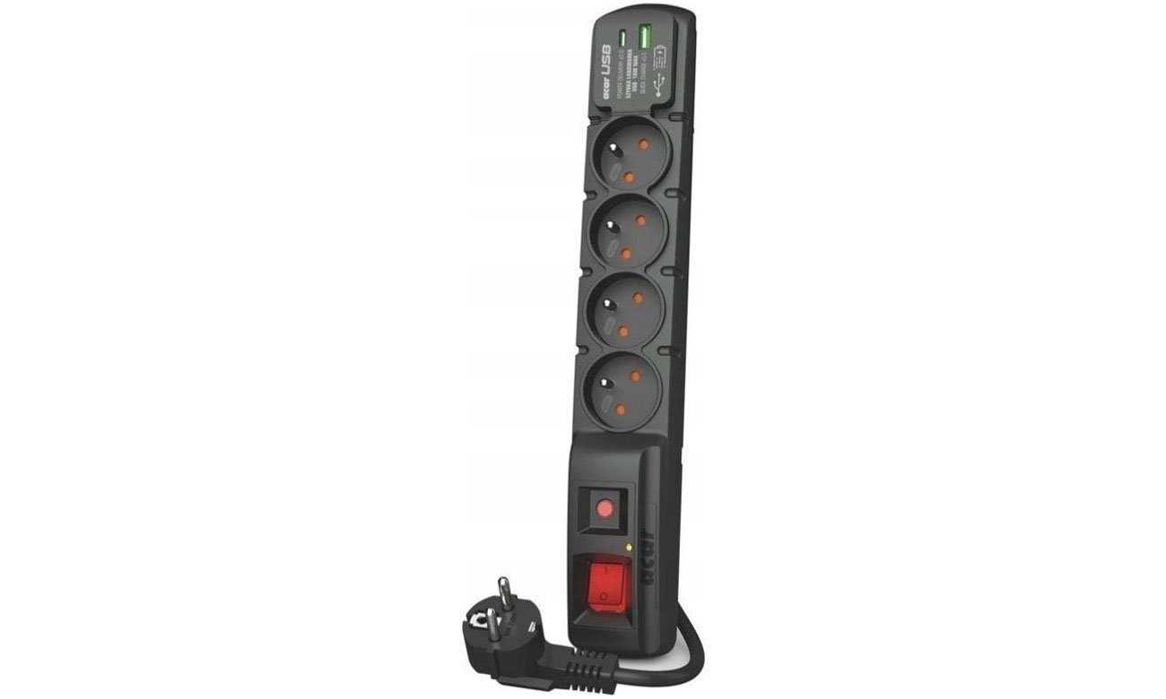 Listwa HSK DATA ACAR F4 czarny 3M USB A+C