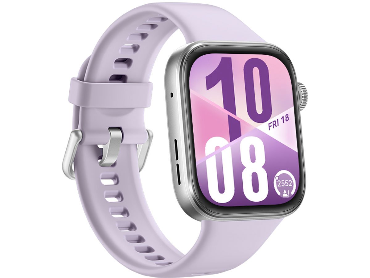 Huawei Watch Fit 4 fioletowy prezentacja od prawej strony