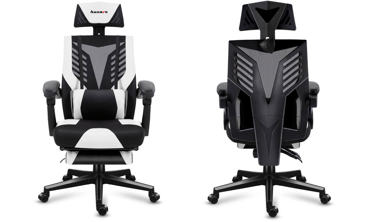 Fotel gamingowy Huzaro Combat 4.2 Biały - Widok od przodu i od tyłu