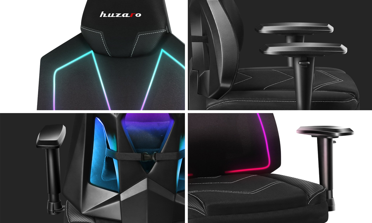 Fotel gamingowy Huzaro Combat 6.2 Black RGB - Grafika z detalami