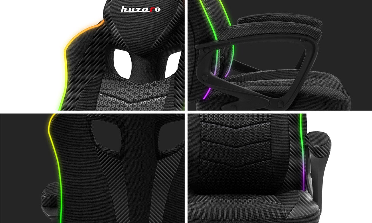 Fotel gamingowy Huzaro Force 2.5 RGB Carbon Mesh - Grafika prezentująca obicie fotela