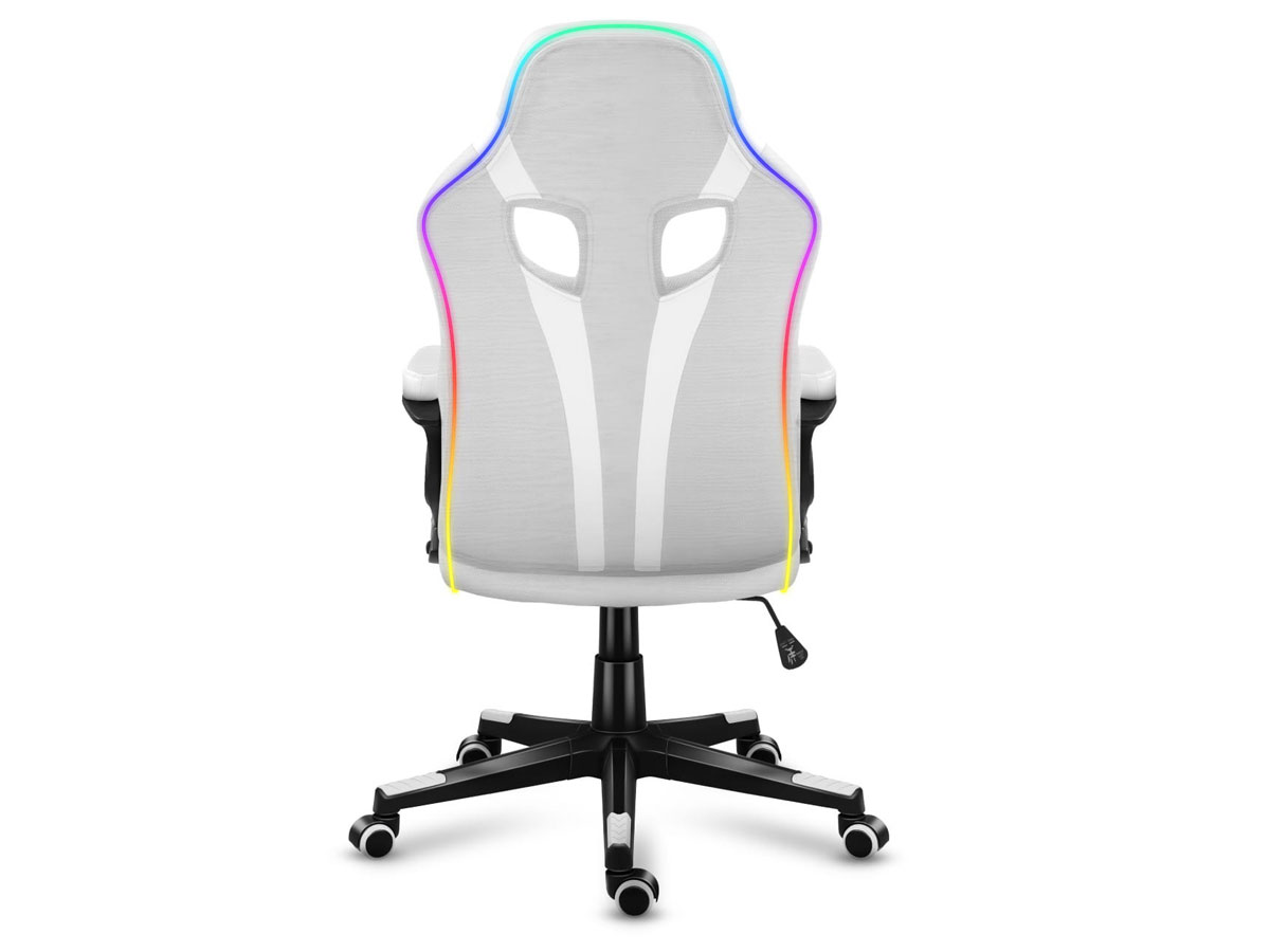 Fotel gamingowy Huzaro Force 2.5 RGB White Mesh - Widok z tyłu