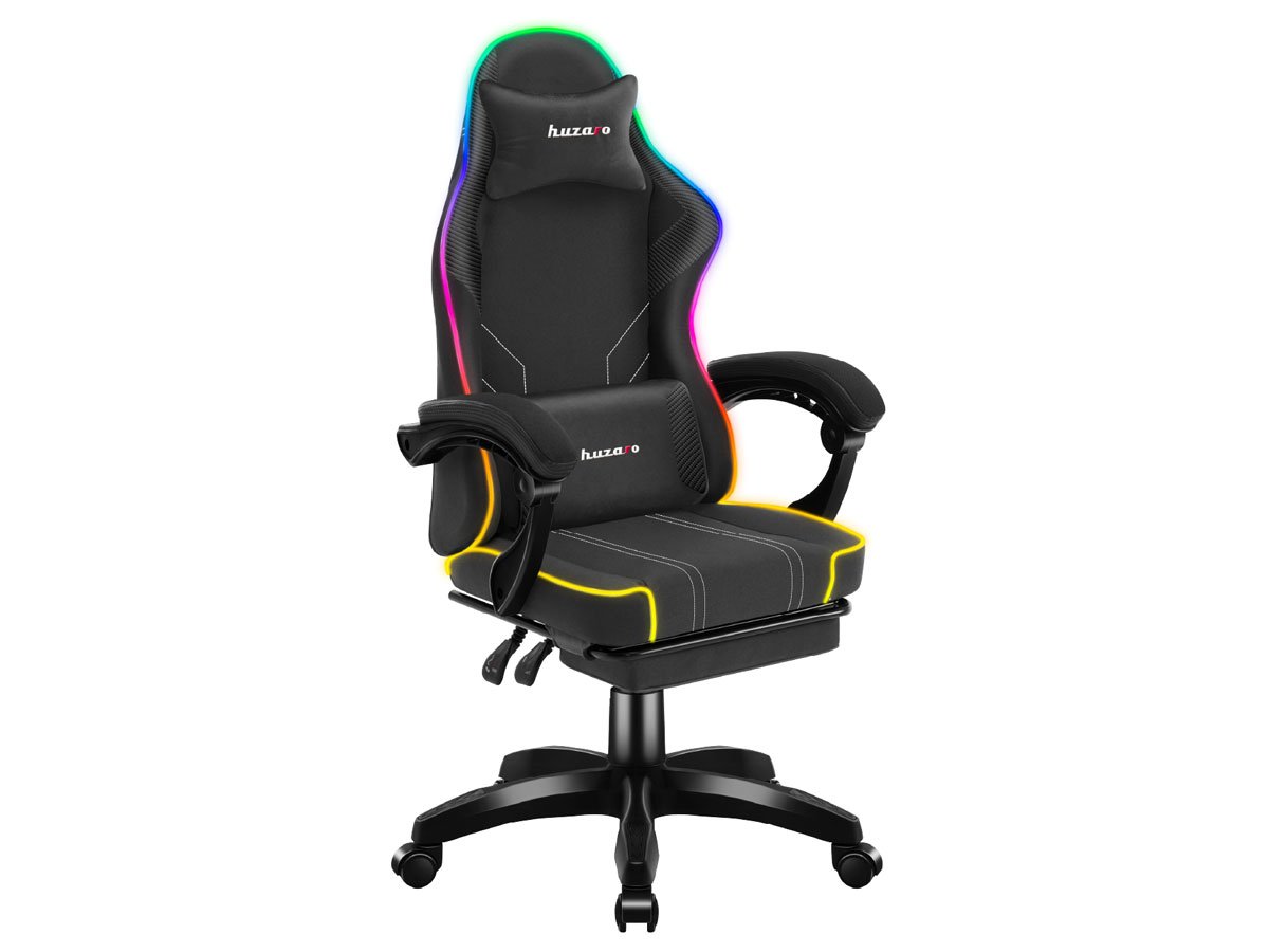 Fotel gamingowy Huzaro Force 3.7 RGB Black - Widok od przodu pod kątem