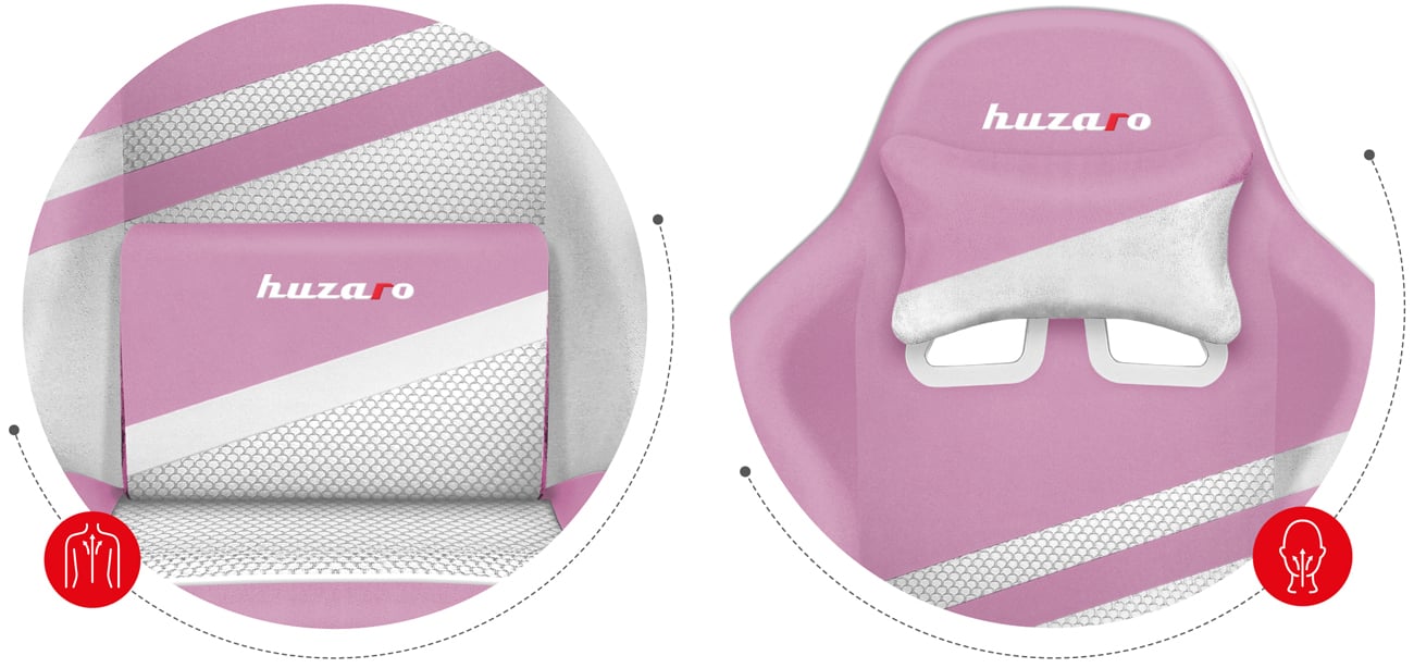 Fotel gamingowy Huzaro Force 4.4 Pink Mesh - Poduszki w zestawie