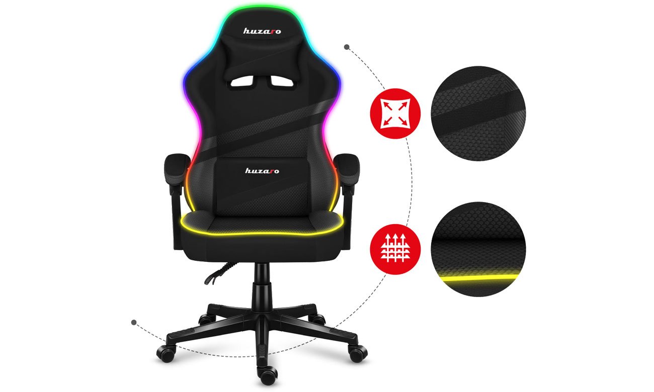 Huzaro Force 4.4 RGB Black przewiewne obicie