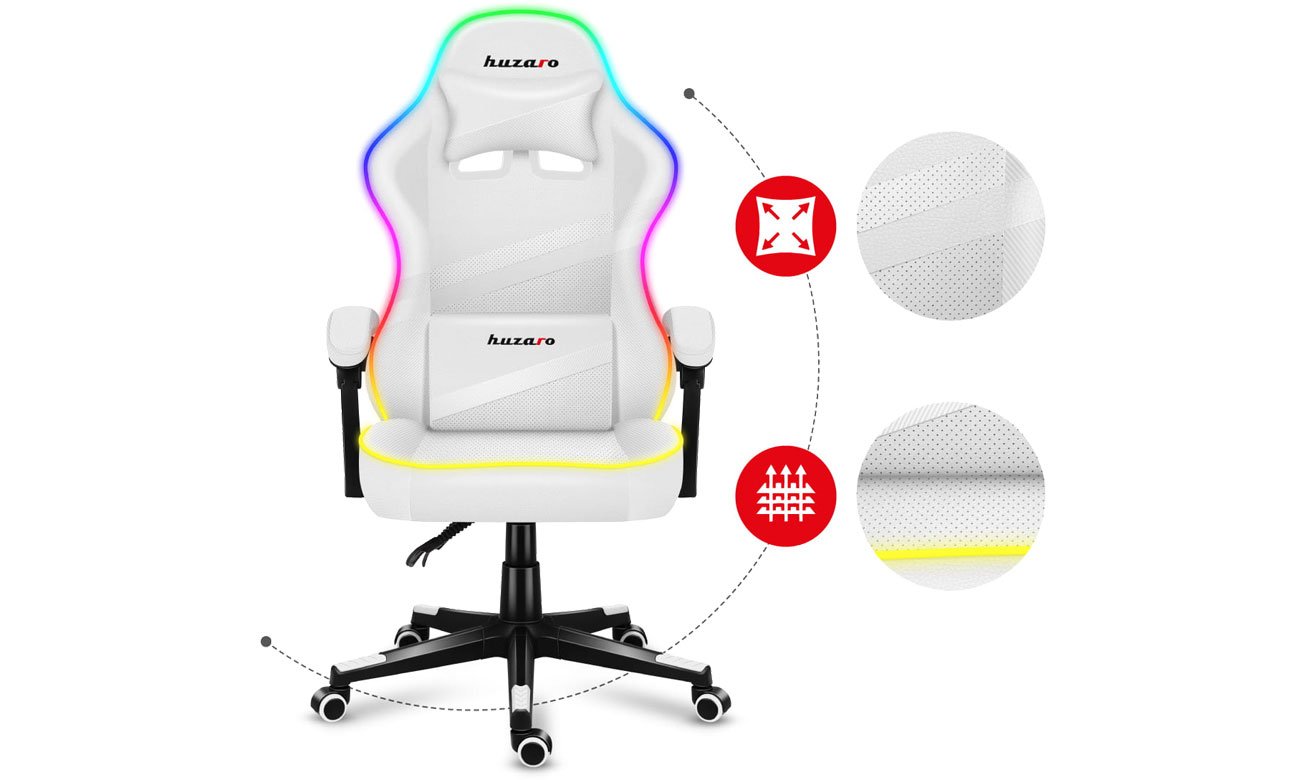Huzaro Force 4.4 RGB White przewiewne obicie