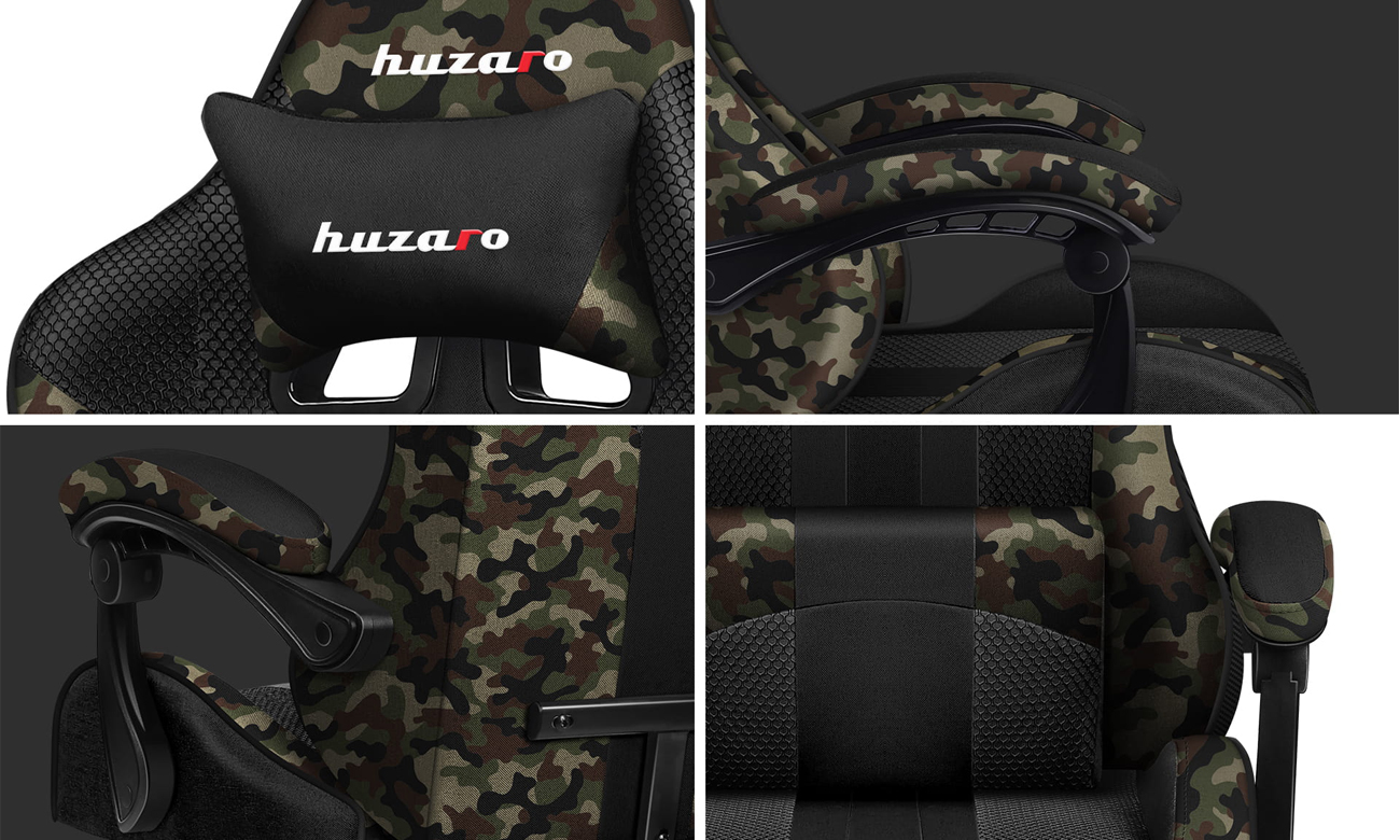 Fotel gamingowy Huzaro Force 4.7 Camo Mesh - Mozaika prezentująca możliwości fotela