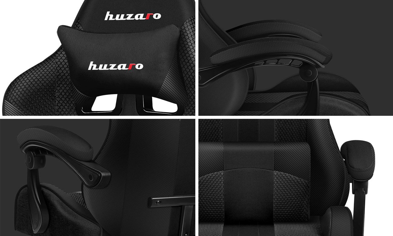 Fotel gamingowy Huzaro Force 4.7 Carbon Mesh - Mozaika prezentująca możliwości fotela