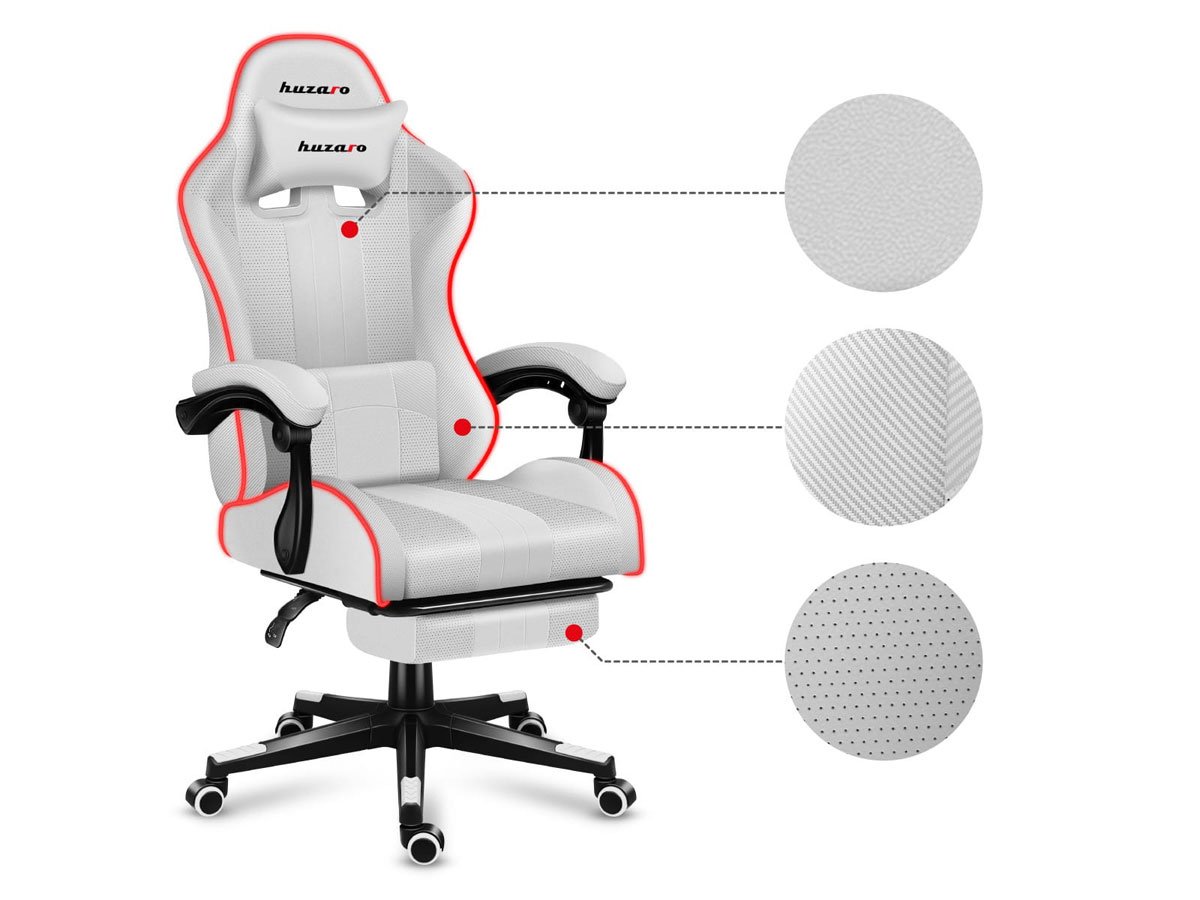 Fotel gamingowy Huzaro Force 4.7 RGB White Mesh - Wysokiej jakości materiały