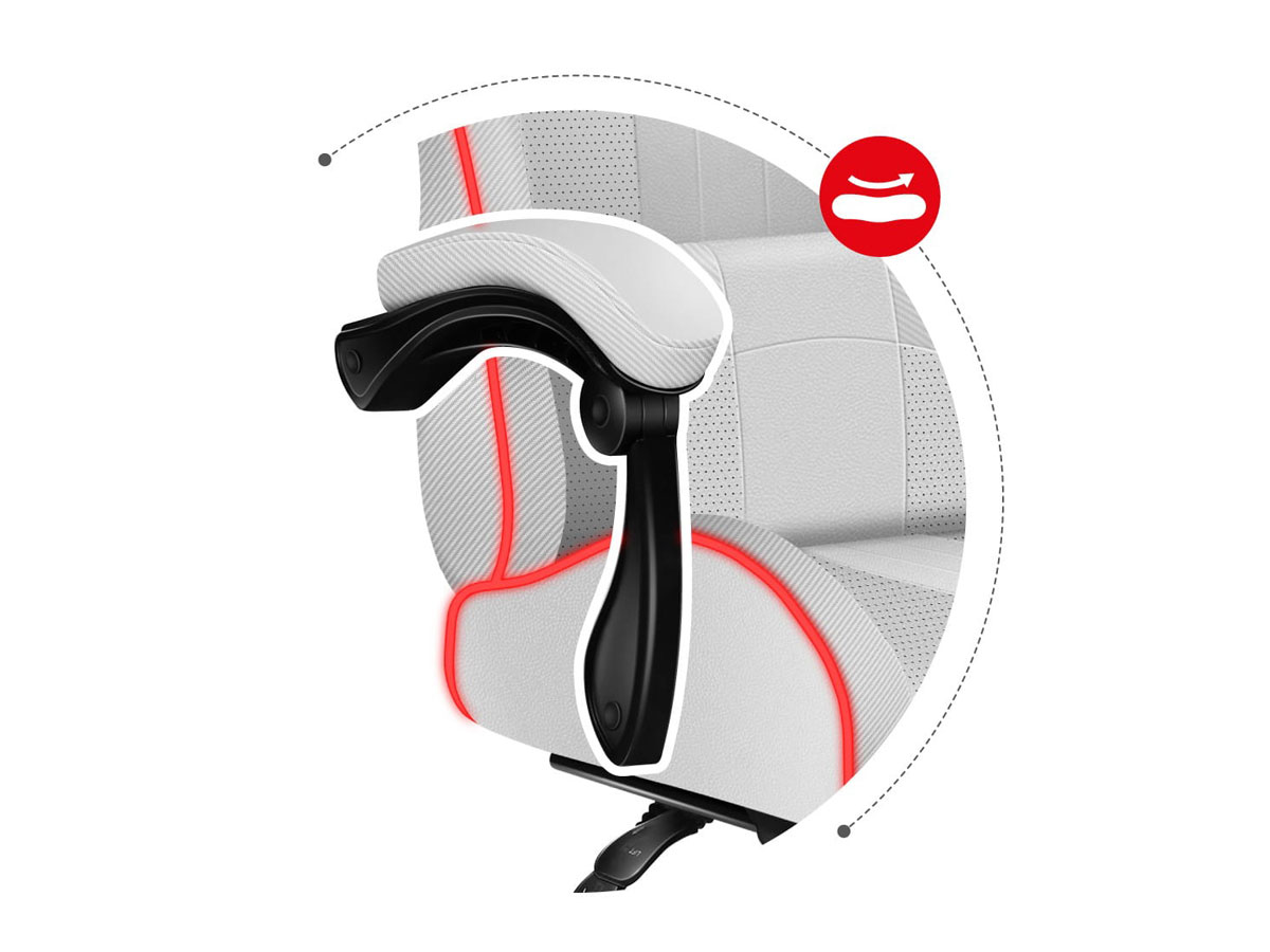 Fotel gamingowy Huzaro Force 4.7 RGB White Mesh - Rozwiązania dbające o Twoje zdrowie
