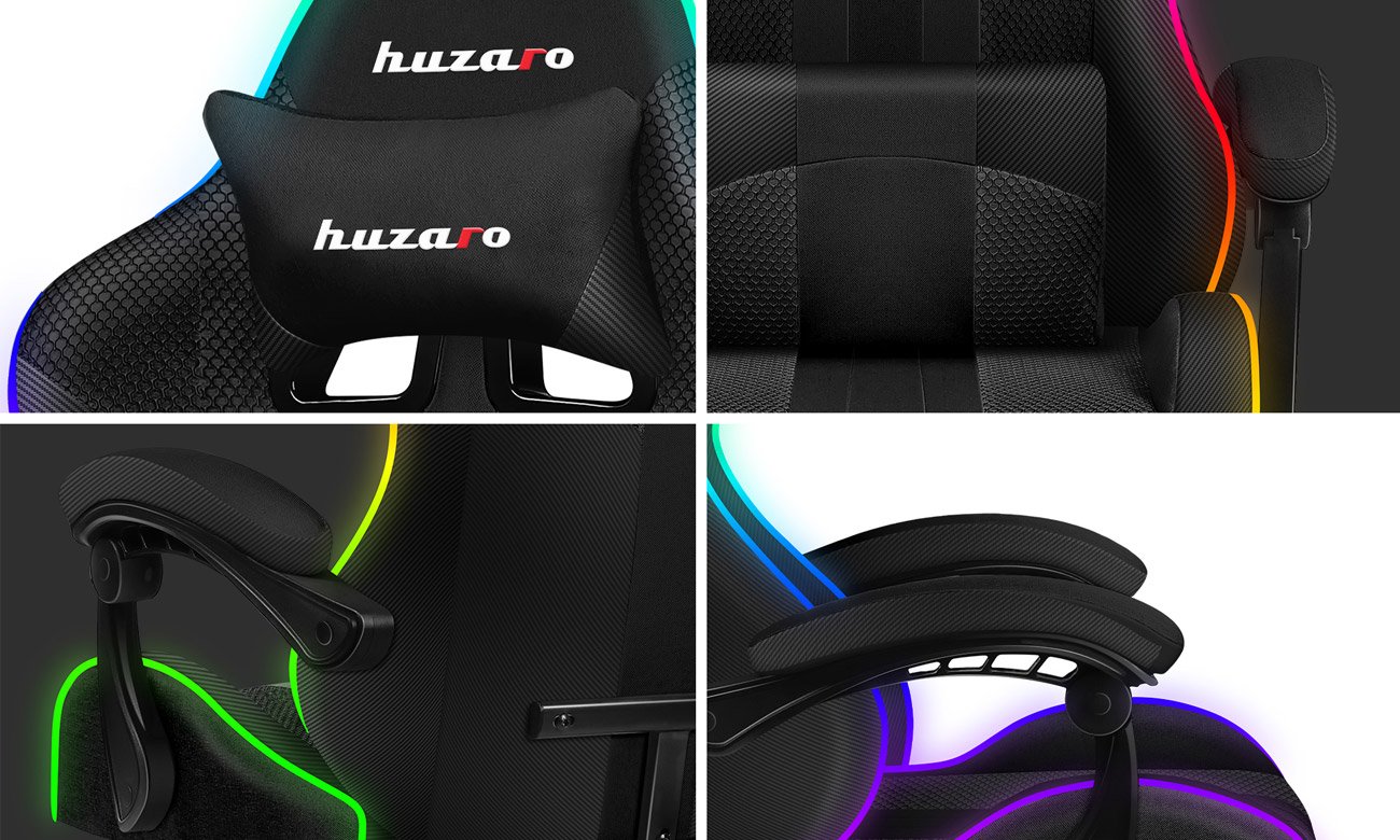 Fotel gamingowy Huzaro Force 4.7 RGB Mesh - Mozaika prezentująca możliwości fotela