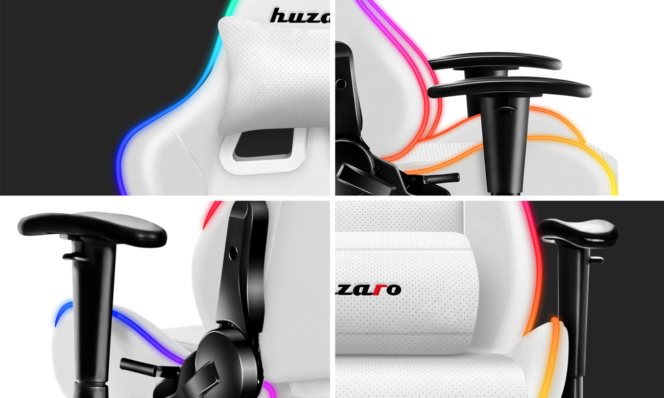 Fotel gamingowy Huzaro Force 6.0 RGB White - Podświetlenie RGB LED