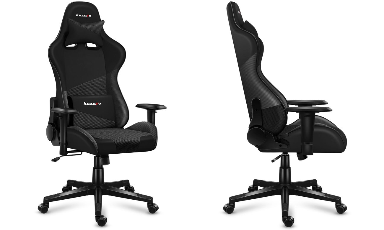 Fotel gamingowy Huzaro Force 6.2 Carbon - Widok od przodu pod kątem i z boku