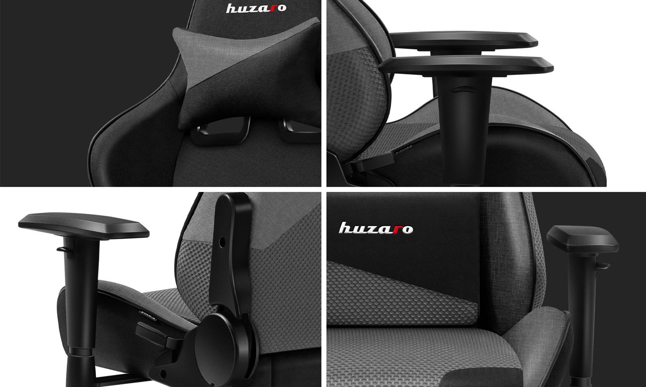 Fotel gamingowy Huzaro Force 6.2 Grey Mesh - Materiałowe obicie z technologią Air