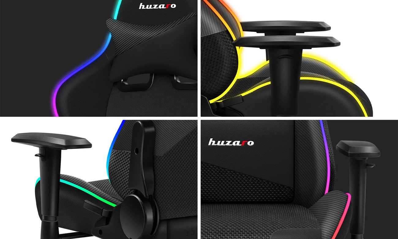Fotel gamingowy Huzaro Force 6.2 Black RGB - Podświetlenie LED RGB