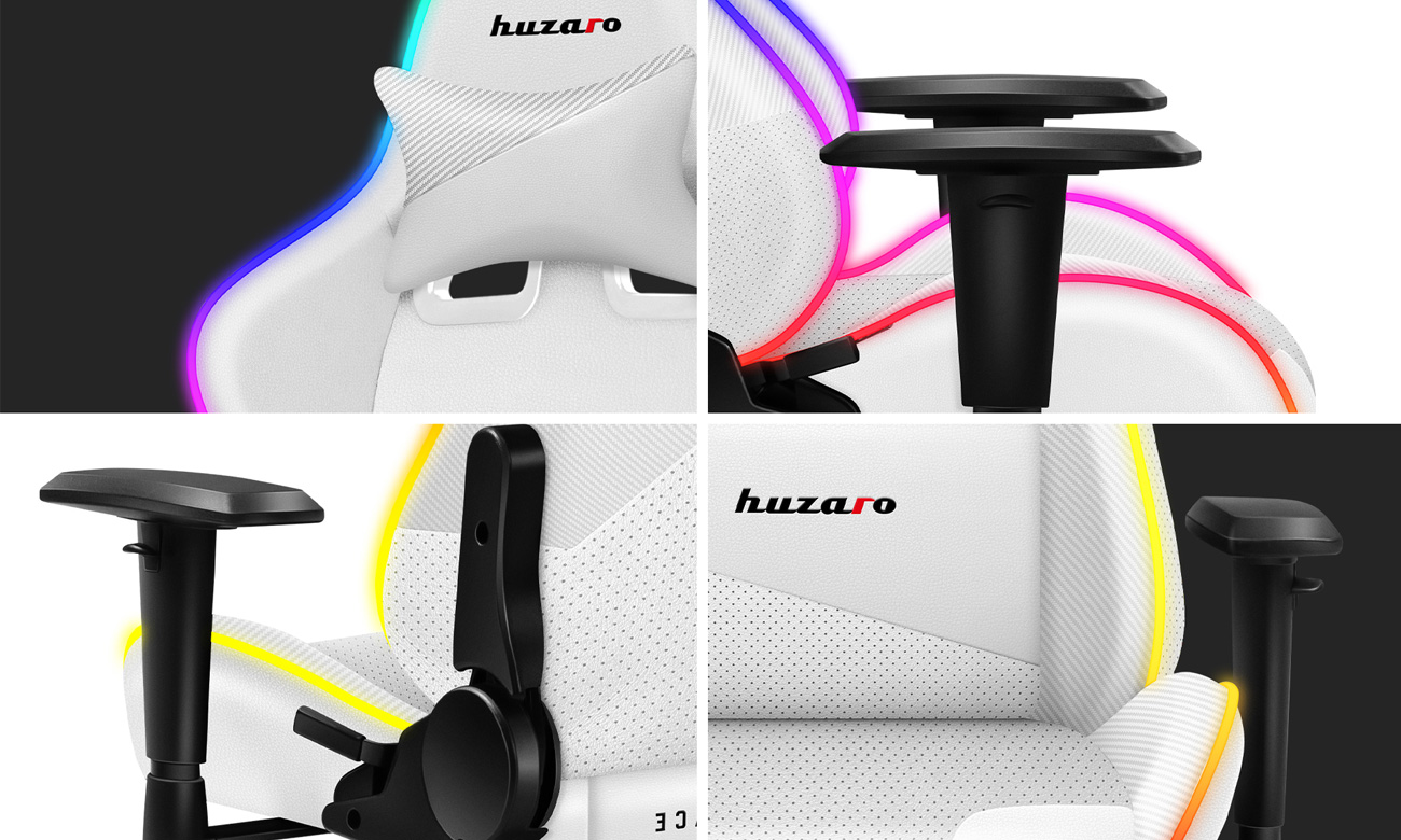 Fotel gamingowy Huzaro Force 6.2 White RGB - Podświetlenie LED RGB