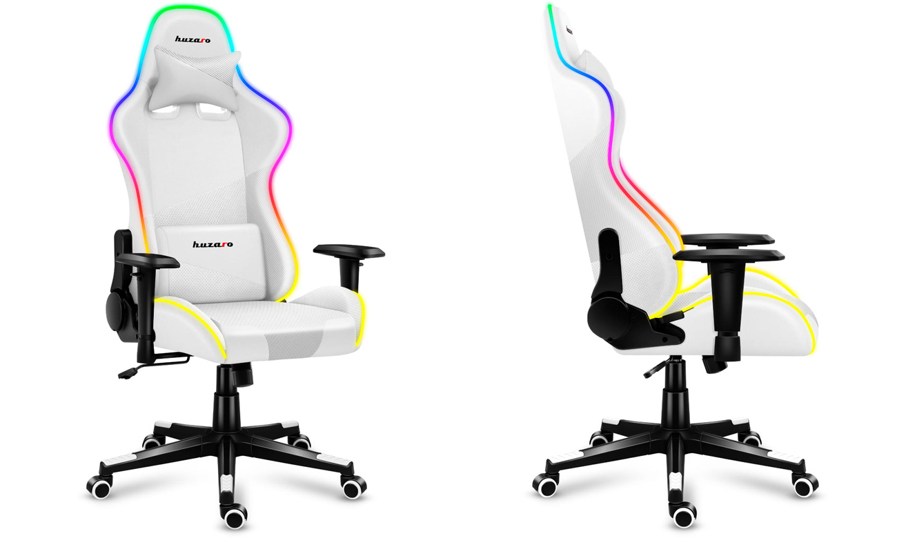 Fotel gamingowy Huzaro Force 6.2 White RGB - Widok od przodu pod kątem