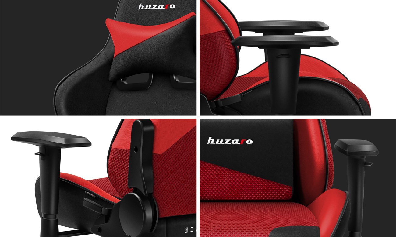 Fotel gamingowy Huzaro Force 6.2 Red Mesh - Materiałowe obicie z technologią Air