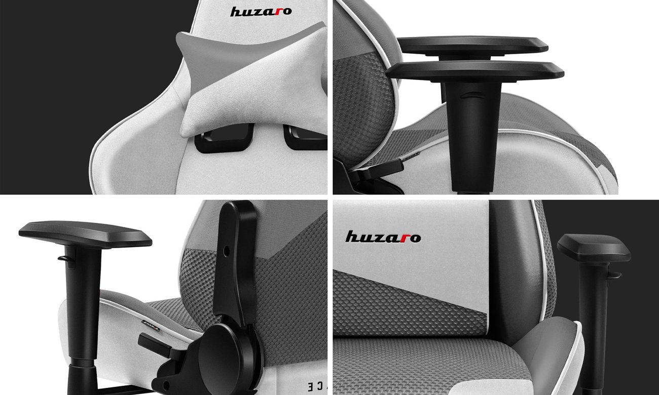 Fotel gamingowy Huzaro Force 6.2 Grey Mesh - Materiałowe obicie z technologią Air