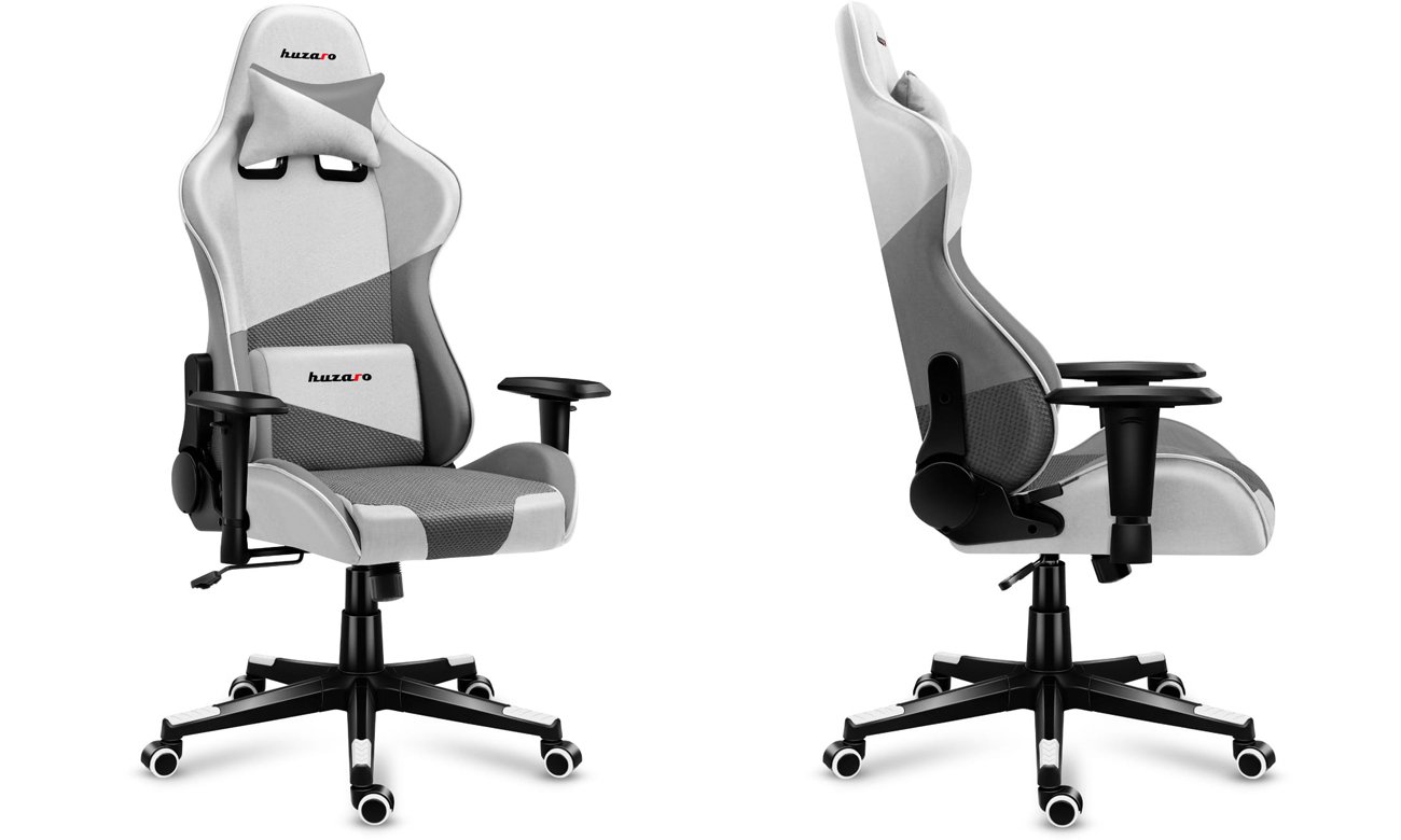 Fotel gamingowy Huzaro Force 6.2 Grey Mesh - Widok od przodu pod kątem