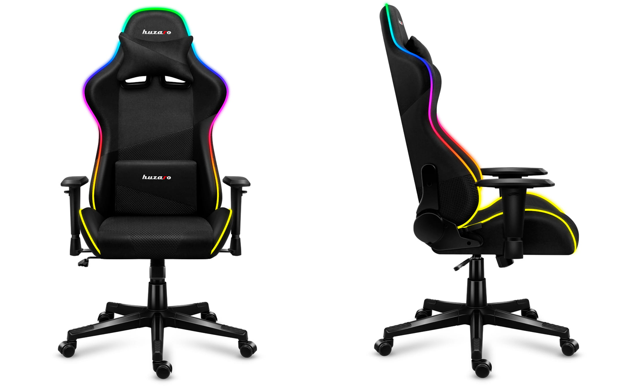 Fotel gamingowy Huzaro Force 6.3 RGB Mesh - Widok od przodu i z boku