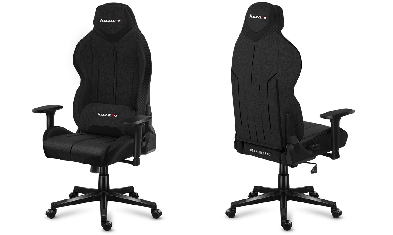 Fotel gamingowy Huzaro Force 7.9 Black Mesh - Widok od przodu i od tyłu pod kątem