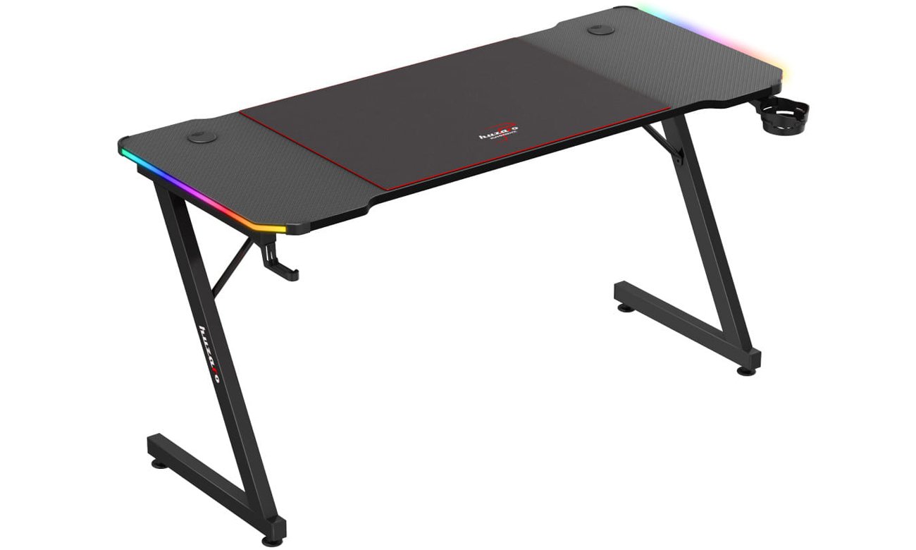 Biurko gamingowe Huzaro Hero 3.3 RGB - Widok od przodu pod kątem