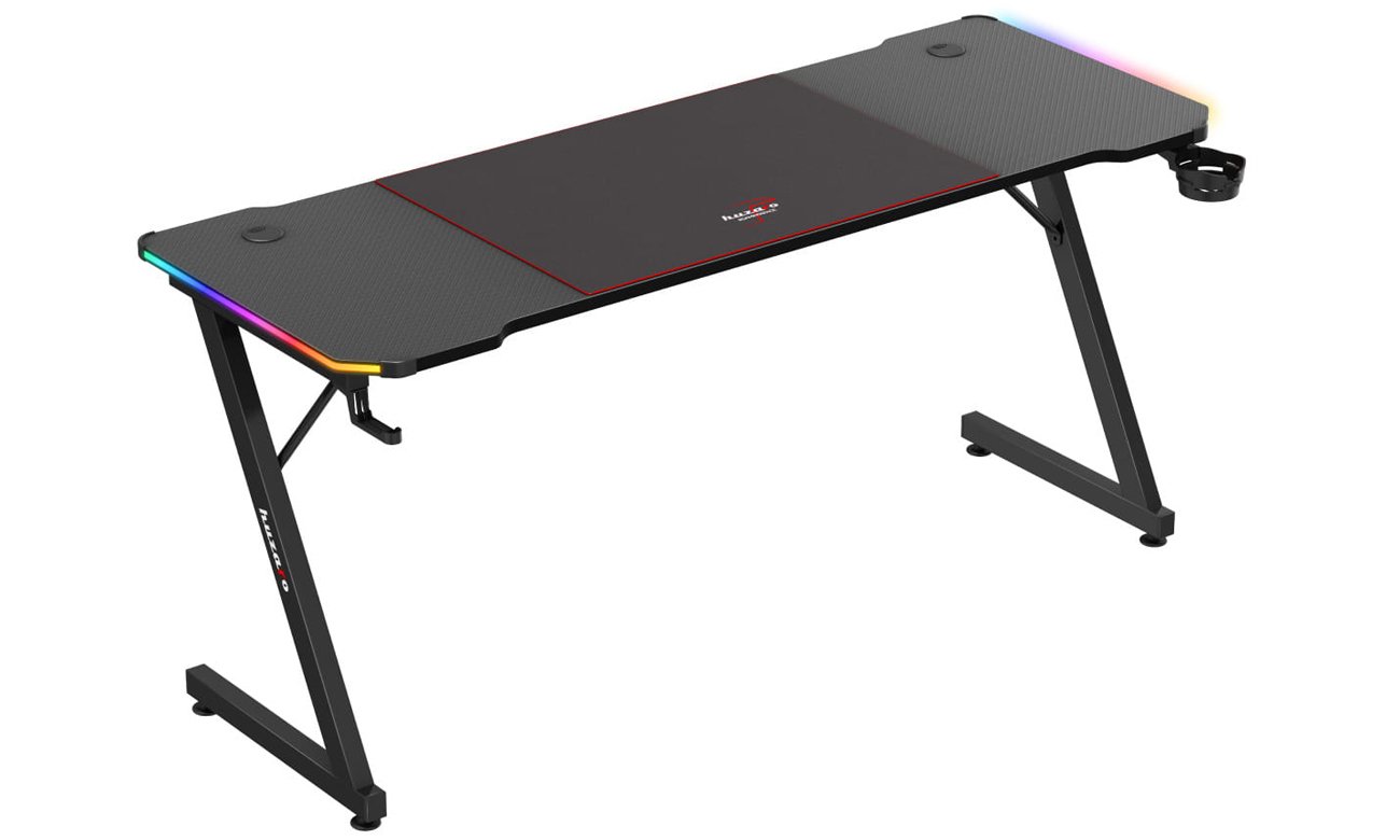 Biurko gamingowe Huzaro Hero 4.8 RGB - Widok od przodu pod kątem