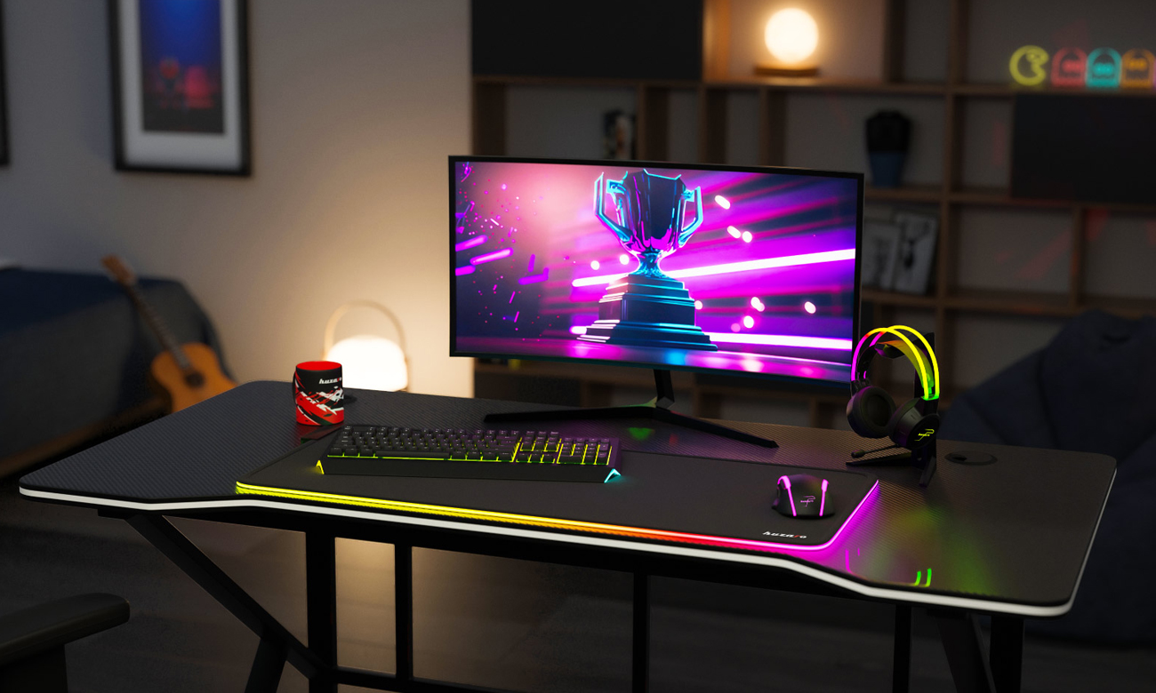 Biurko gamingowe Huzaro Hero 1.6 Black - Grafika lifestyle