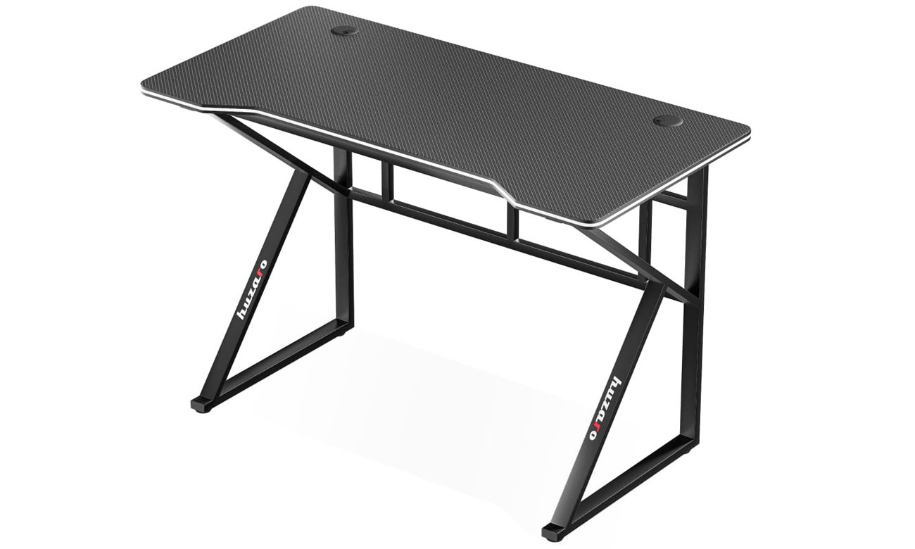 Biurko gamingowe Huzaro Hero 1.6 Black - Widok od przodu pod kątem