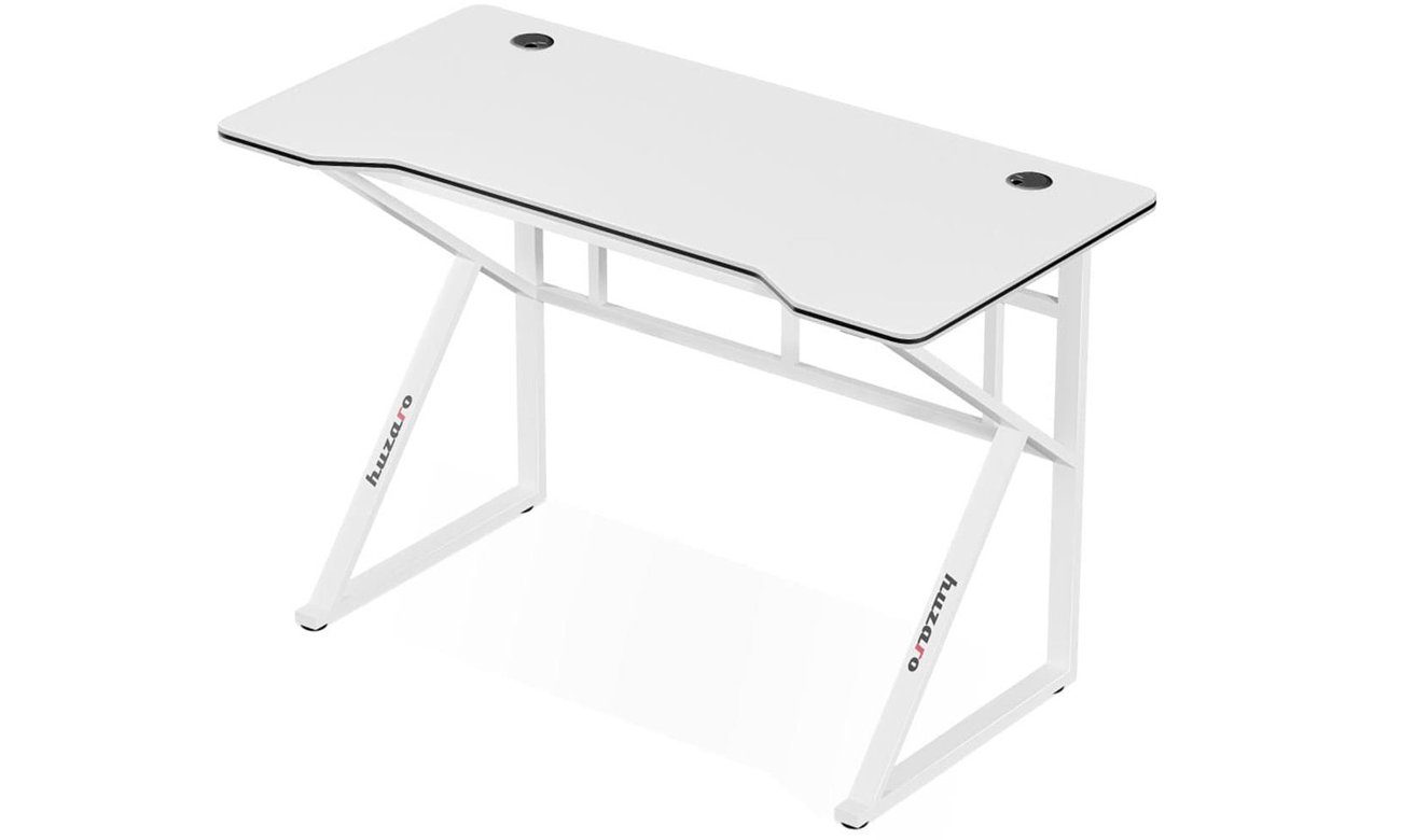 Biurko gamingowe Huzaro Hero 1.6 White - Widok od przodu pod kątem