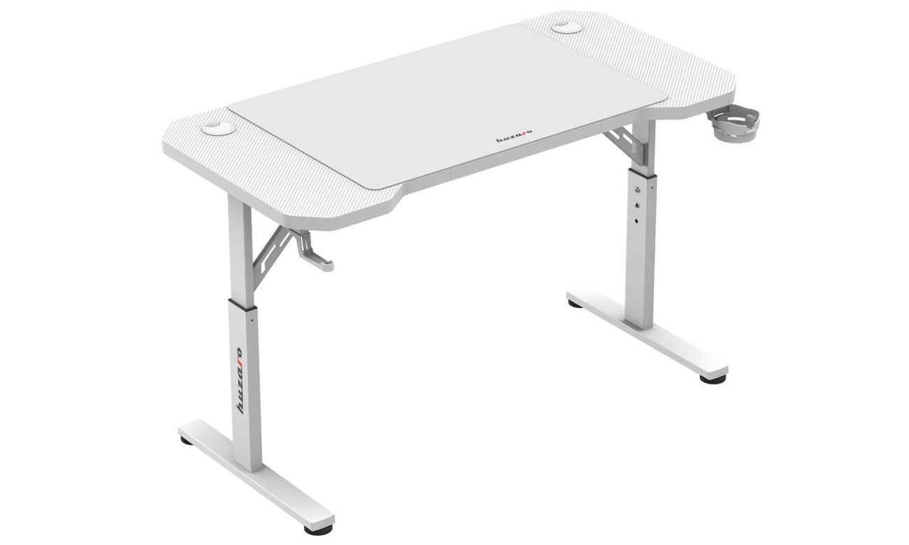 Biurko gamingowe Huzaro Hero 2.6 White - Widok od przodu pod kątem
