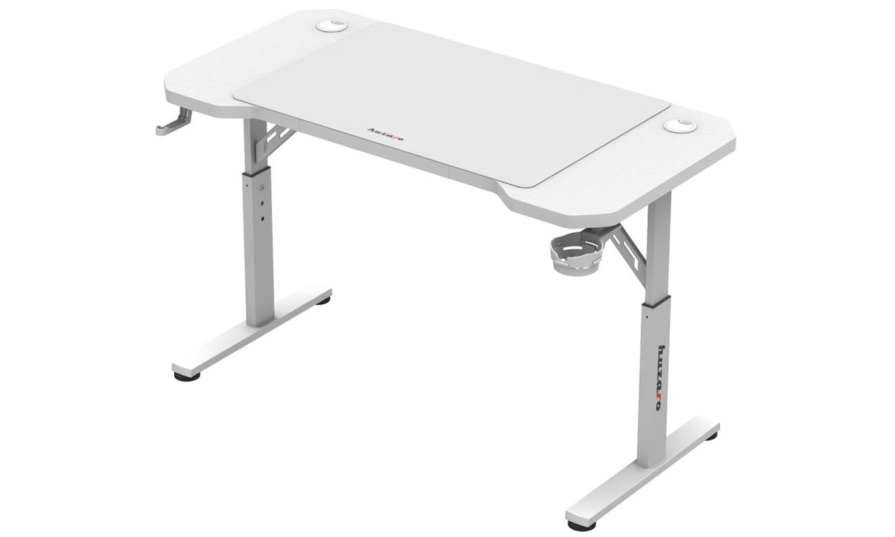Biurko gamingowe Huzaro Hero 2.6 White - Widok od przodu pod kątem