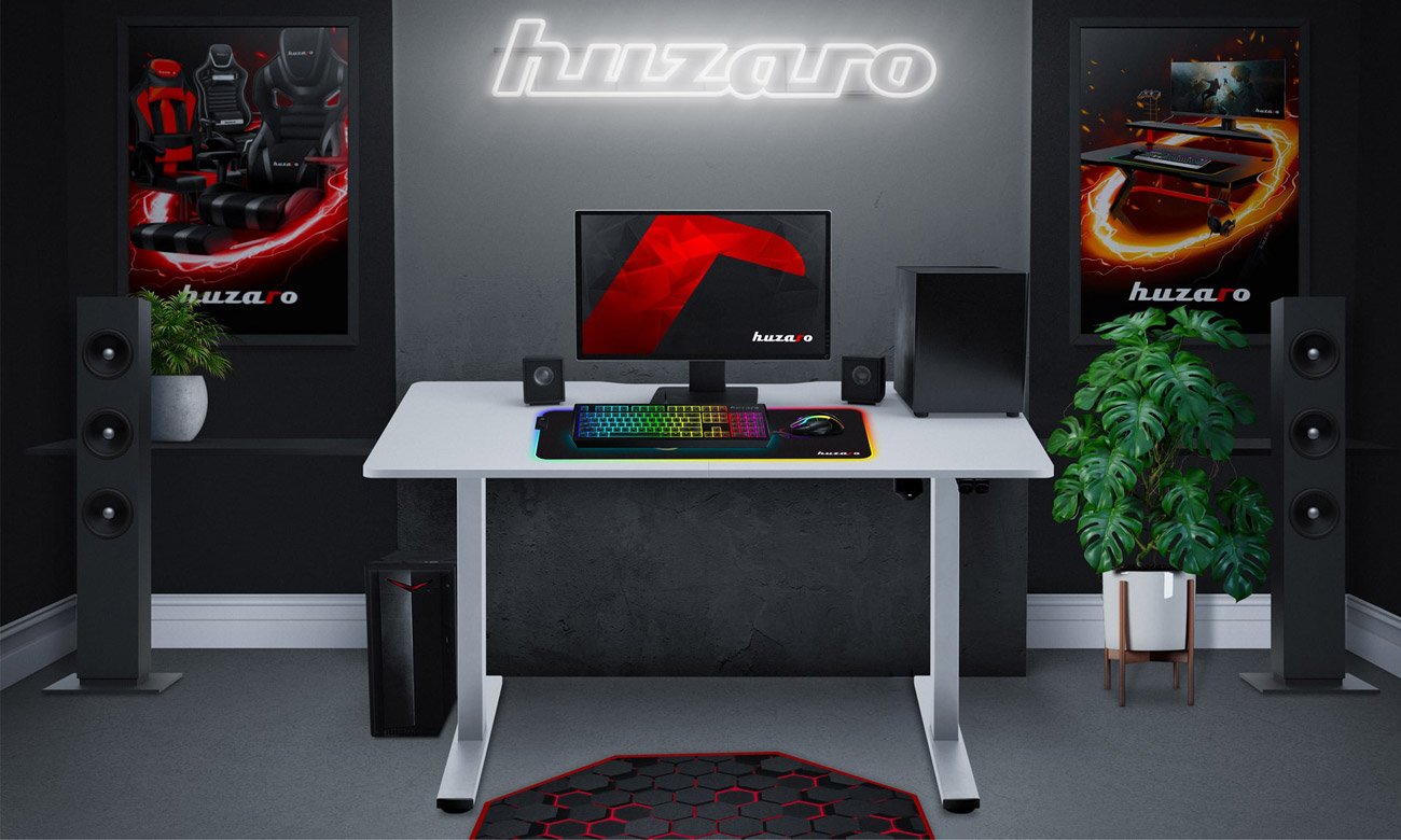 Biurko gamingowe Huzaro Hero 8.0 Białe - Intuicyjny panel sterowania