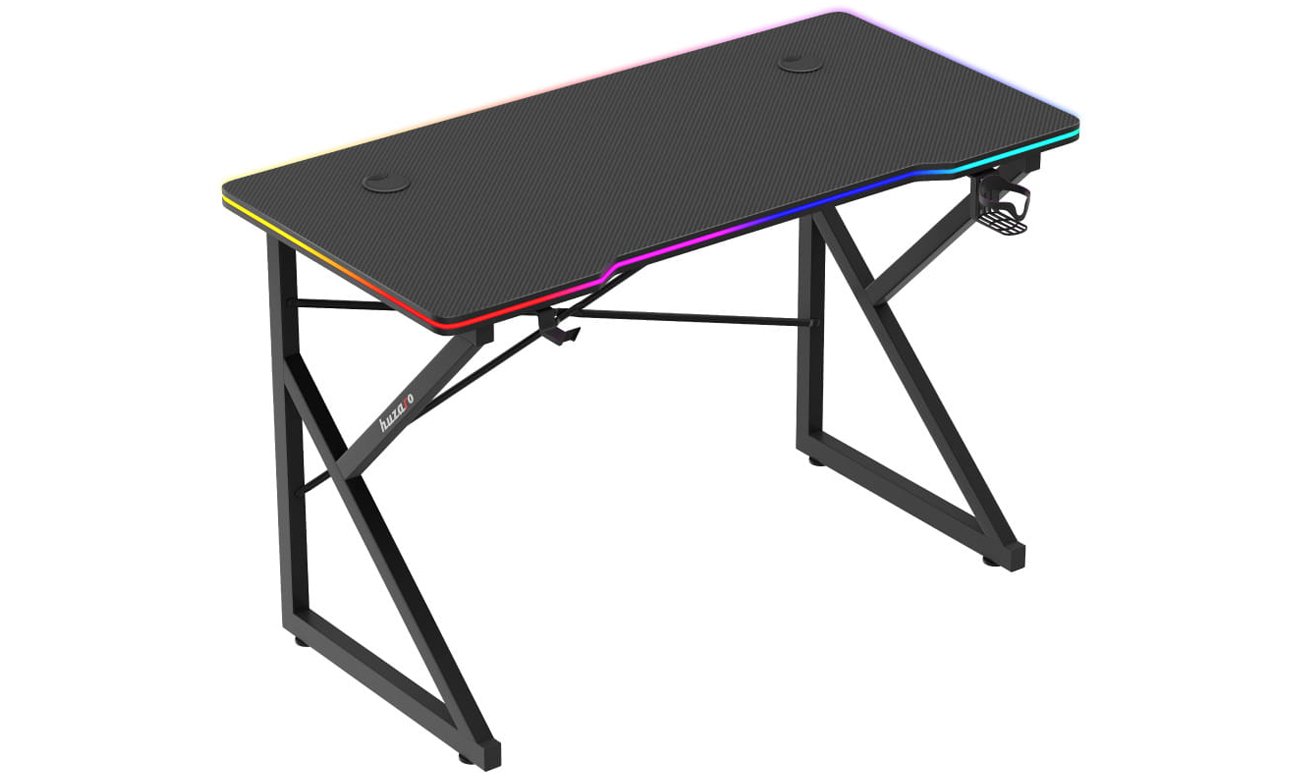 Biurko gamingowe Huzaro Hero 1.7 RGB Czarne - Widok od przodu pod kątem