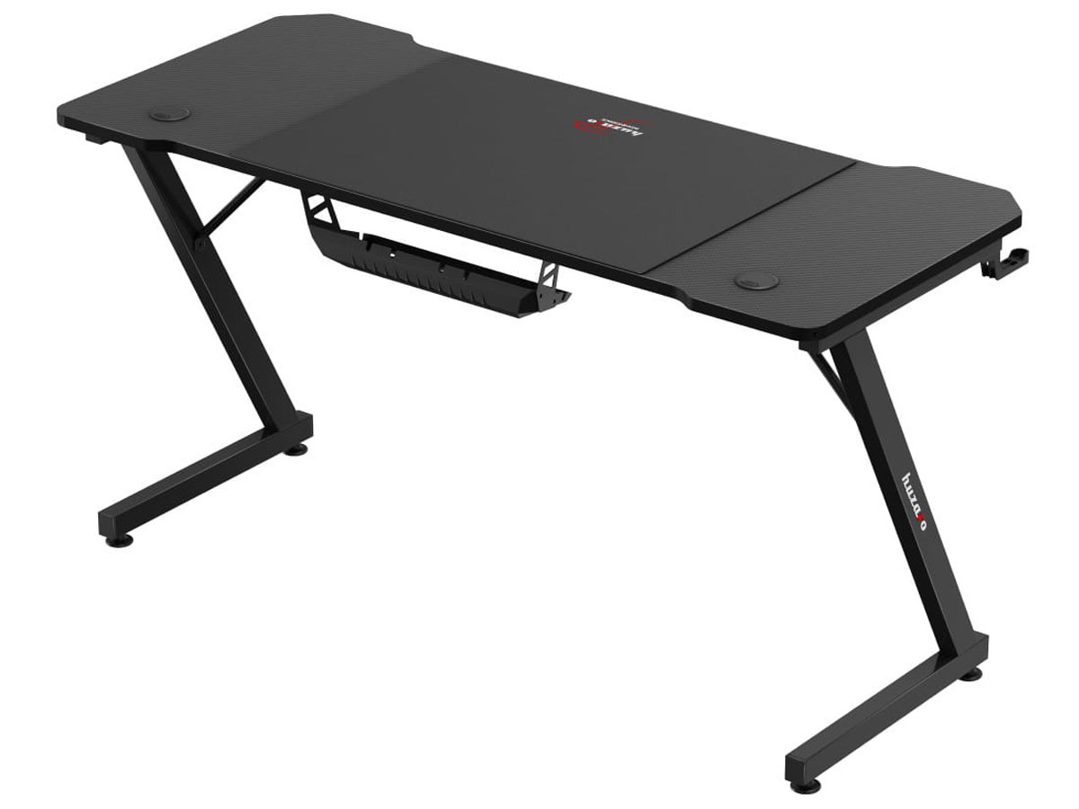 Biurko gamingowe Huzaro Hero 3.3 Black - Widok od tyłu pod kątem