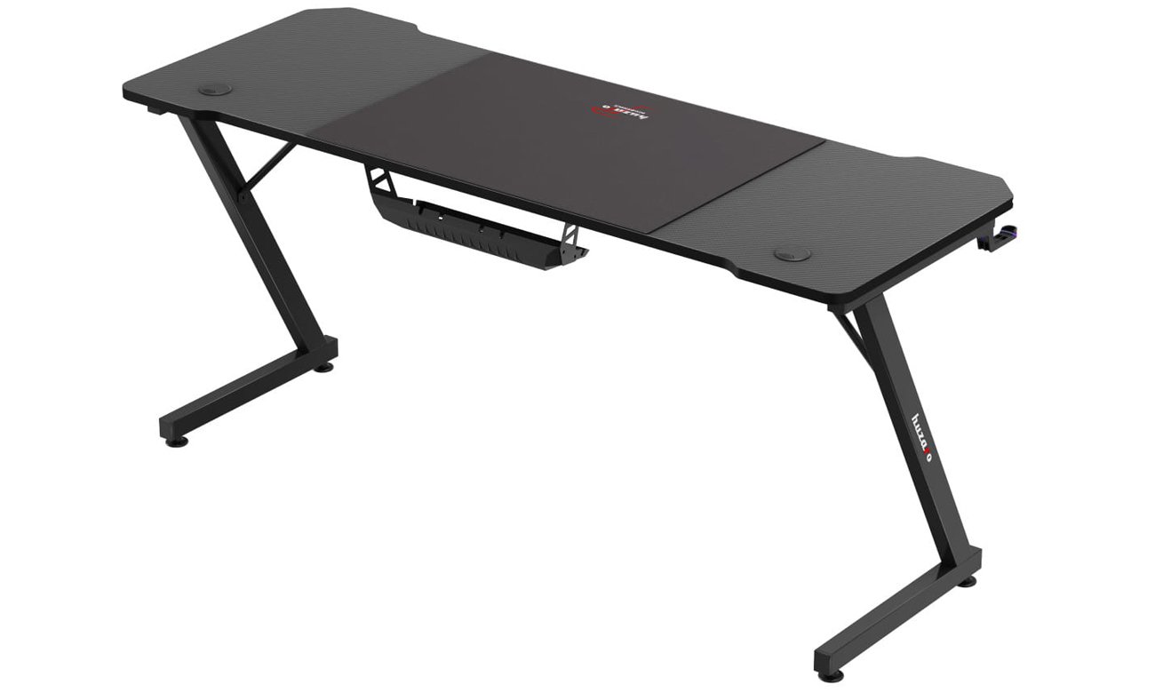Biurko gamingowe Huzaro Hero 4.8 Black - Widok od tyłu pod kątem
