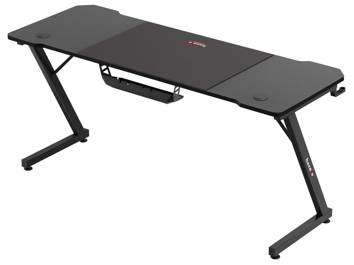 Biurko gamingowe Huzaro Hero 4.8 Black - Widok od tyłu pod kątem