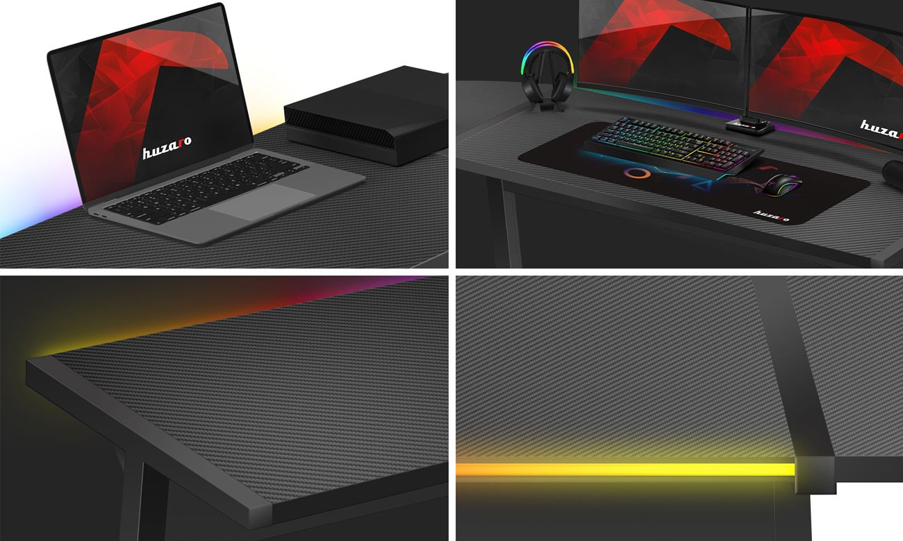 Biurko gamingowe Huzaro Hero 6.0 Czarne RGB - Grafika lifestyle