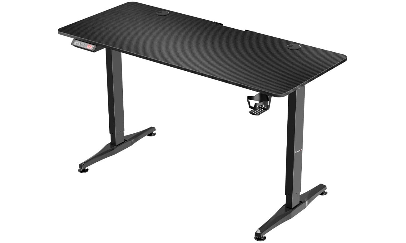 Biurko gamingowe Huzaro Hero 8.5 Black - Widok od przodu po skosie