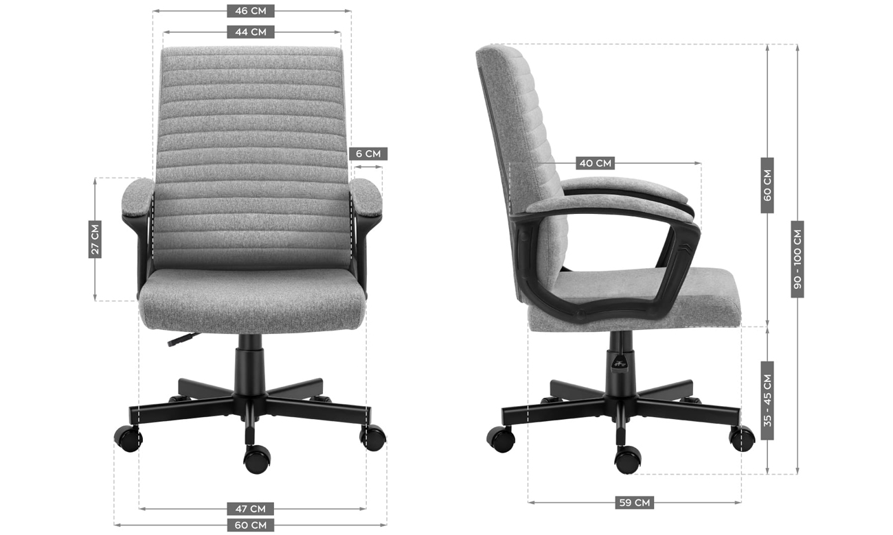 Fotel biurowy Mark Adler Boss 2.5 Szary - Grafika z wymiarami