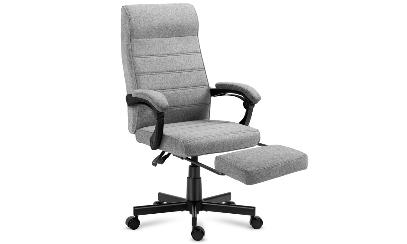 Biurowy fotel obrotowy Mark Adler Boss 4.4 Grey - Wysuwany podnóżek