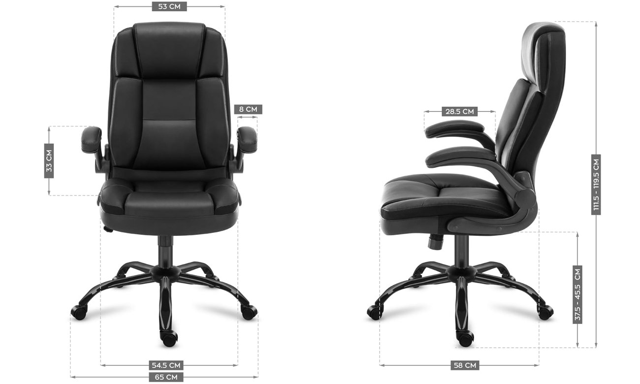 Fotel biurowy Mark Adler Boss 5.1 Czarny - Grafika z wymiarami